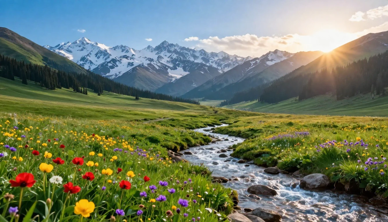 A breathtaking landscape capturing the essence of spring and...