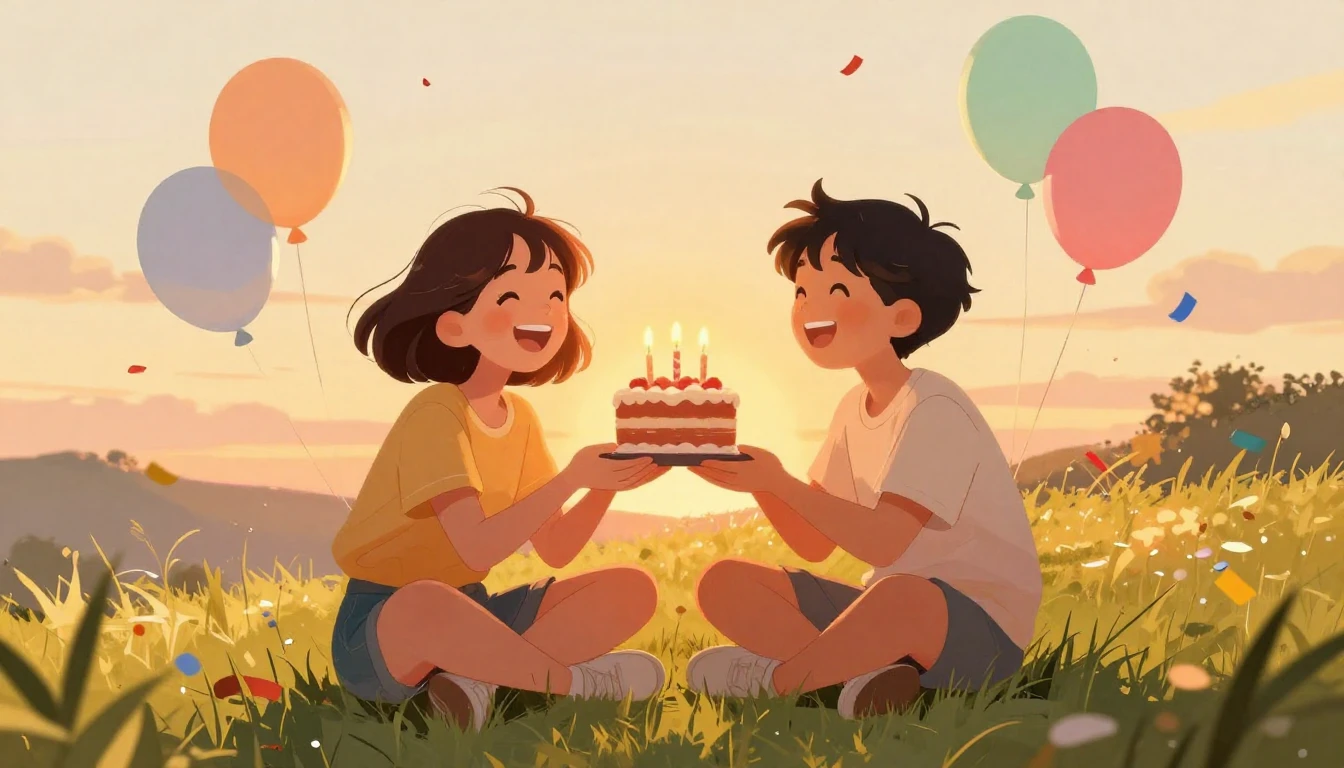 A bright and cheerful illustration of two best friends sitti...