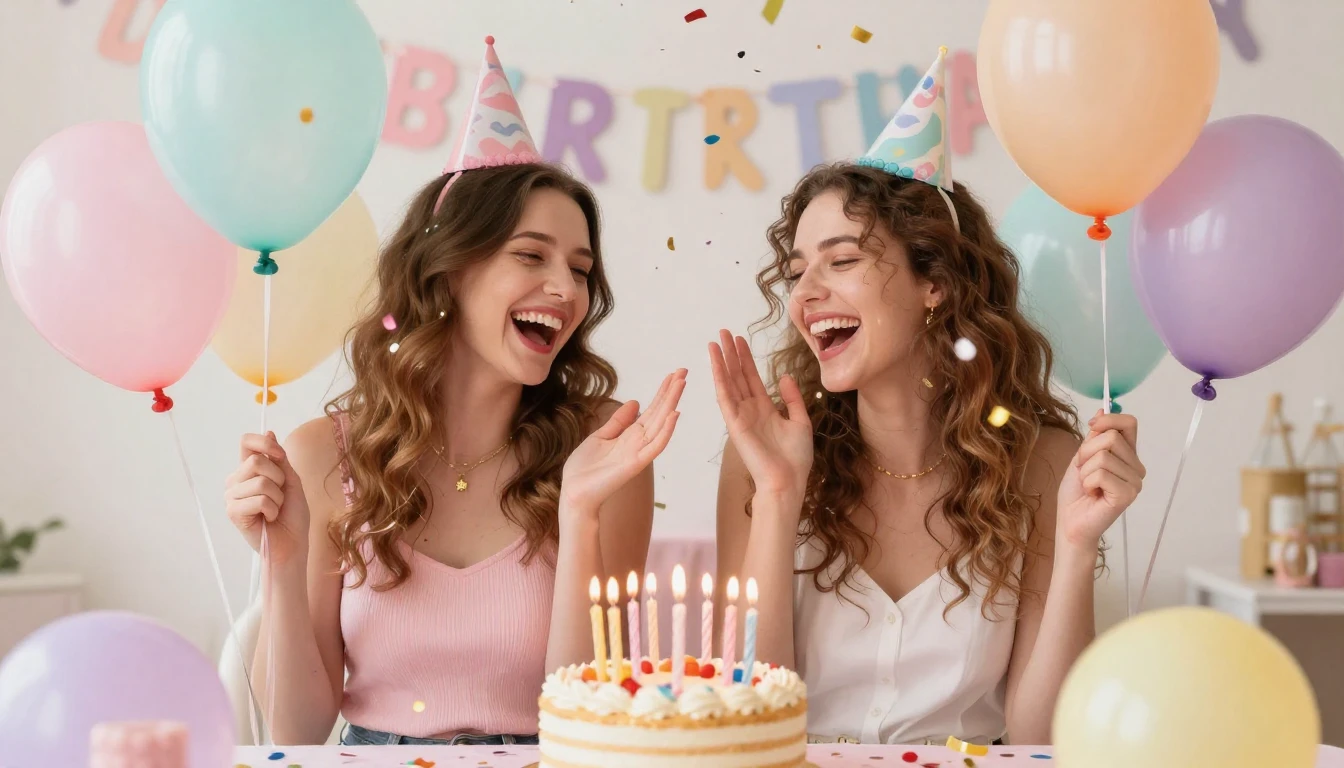 A vibrant and joyful birthday celebration scene focusing on ...