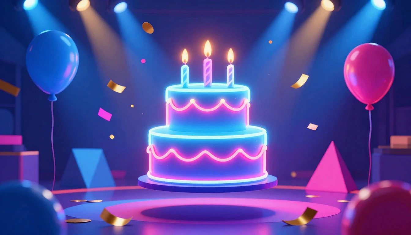 A vibrant and energetic birthday celebration scene featuring...