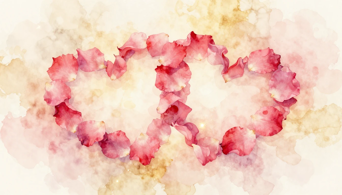 A beautiful and delicate watercolor painting of two intertwi...