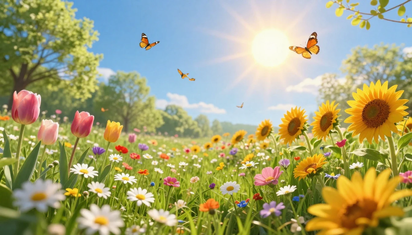 A bright and cheerful scene welcoming spring. A beautiful bl...