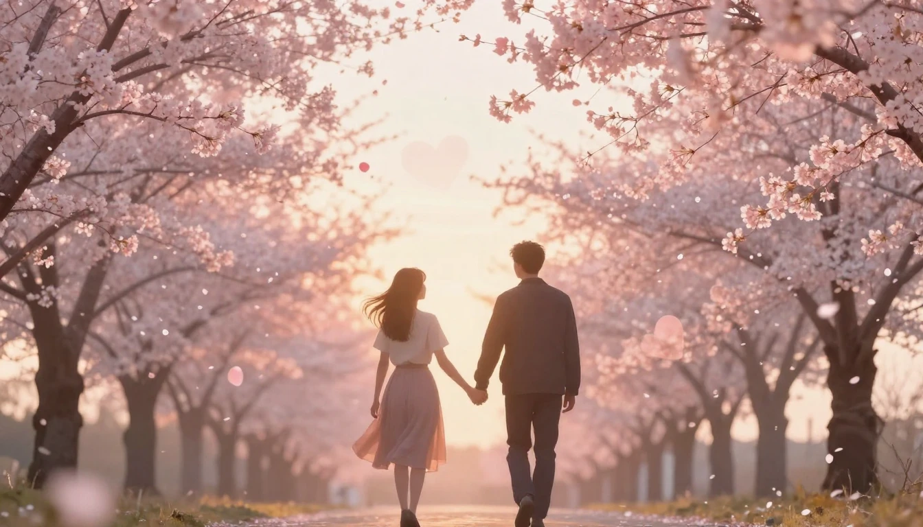 A romantic and dreamy composition featuring two silhouettes ...