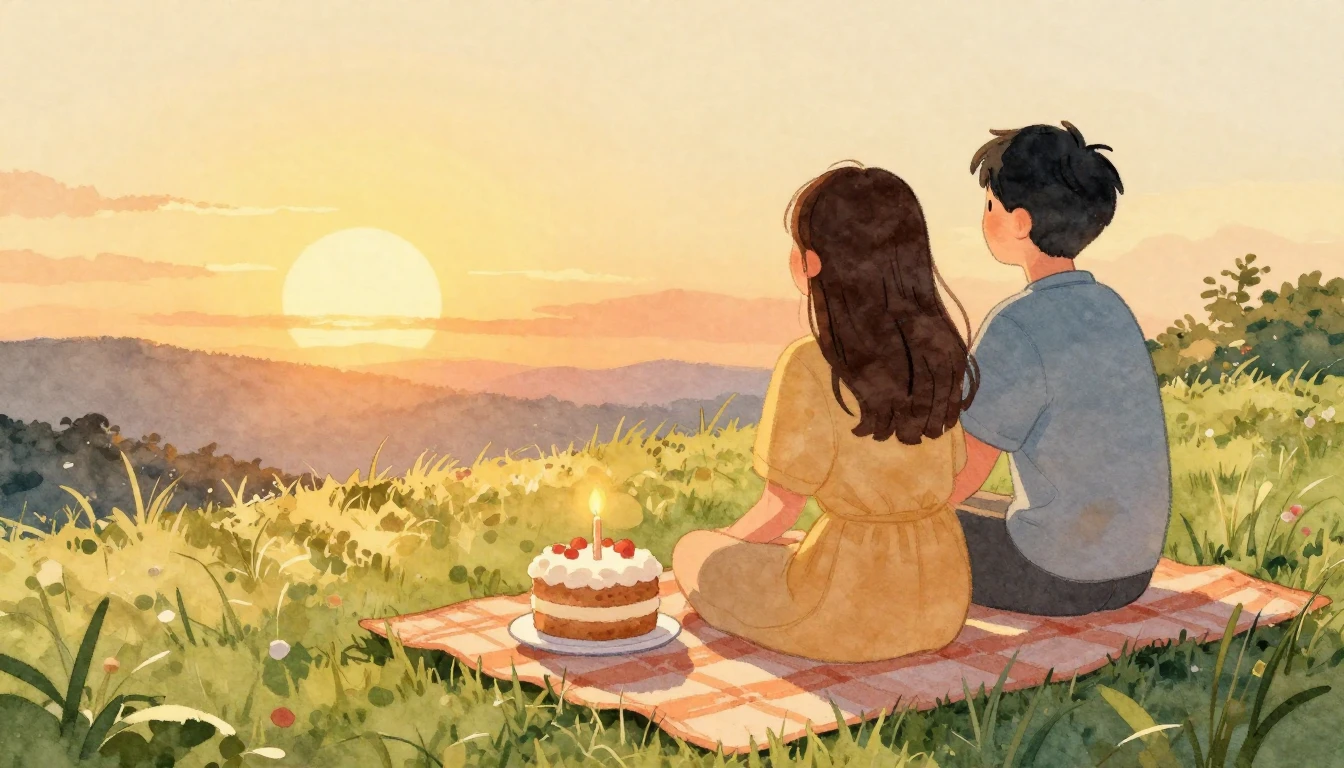 A heartwarming watercolor illustration showing two close fri...