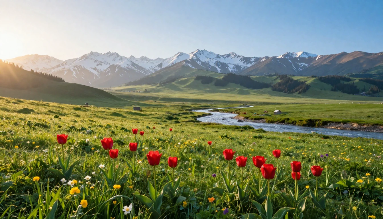 A serene landscape capturing the essence of the Central Asia...