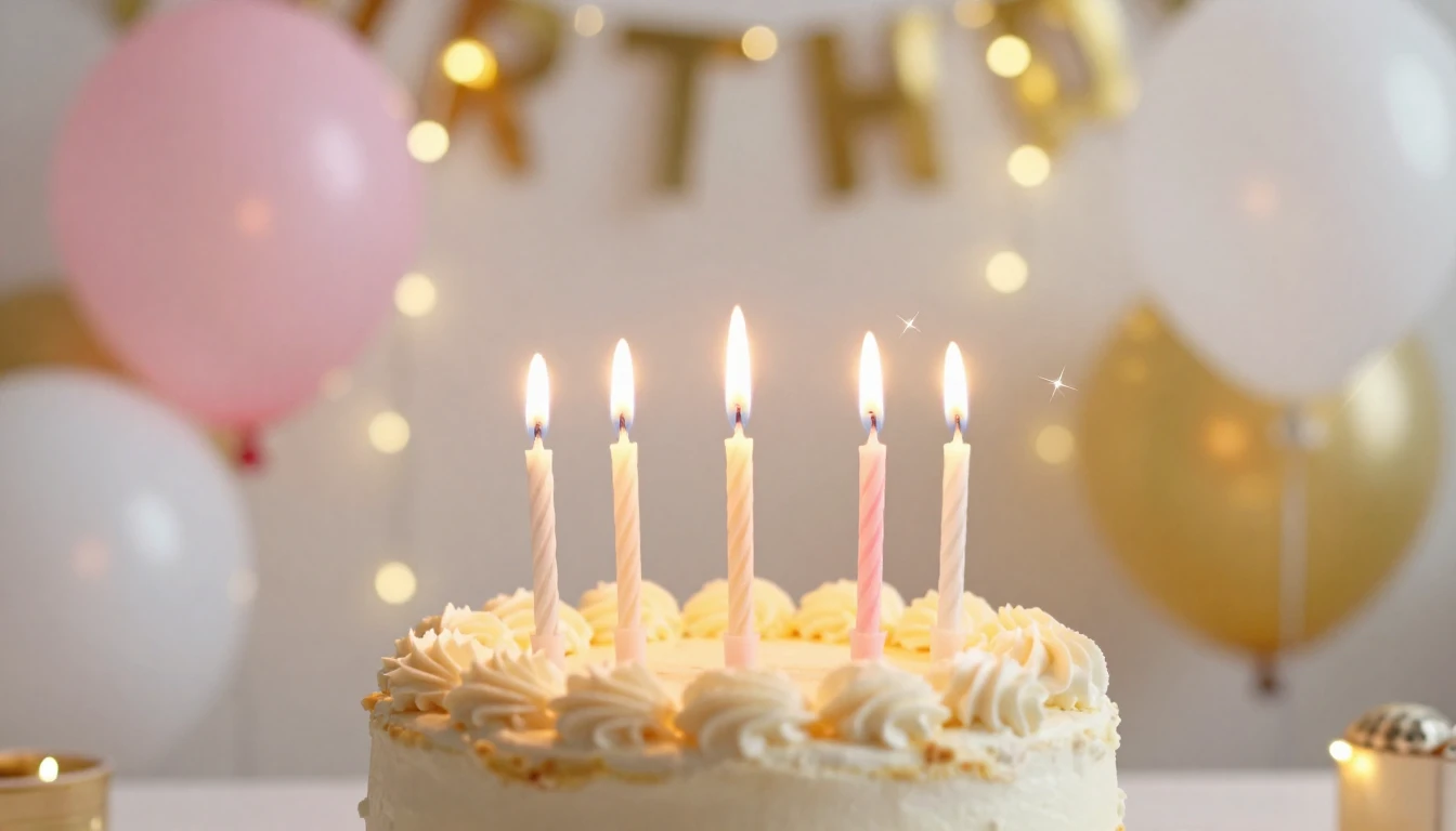 A bright and festive birthday celebration scene, focusing on...