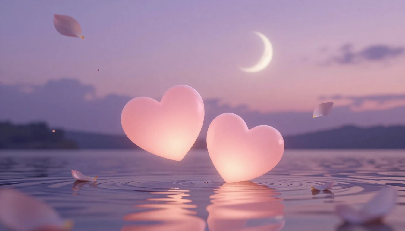 A delicate and ethereal scene featuring two stylized glowing...