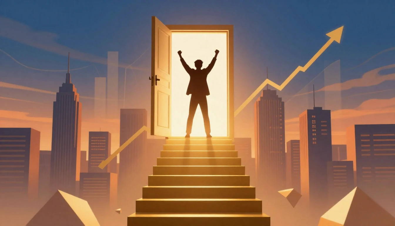 A vibrant and conceptual illustration symbolizing career suc...