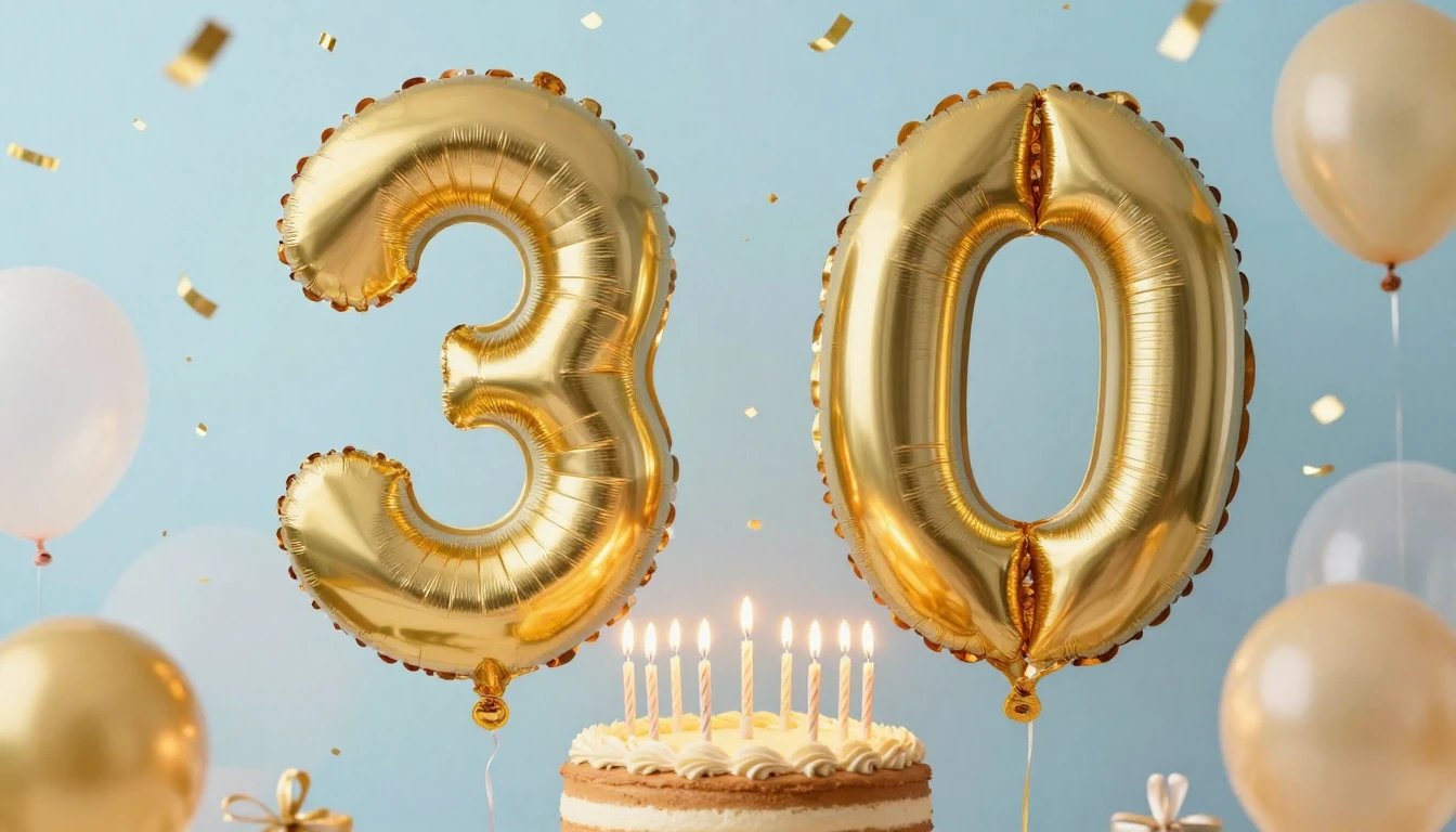 A festive and elegant birthday celebration scene, focusing o...