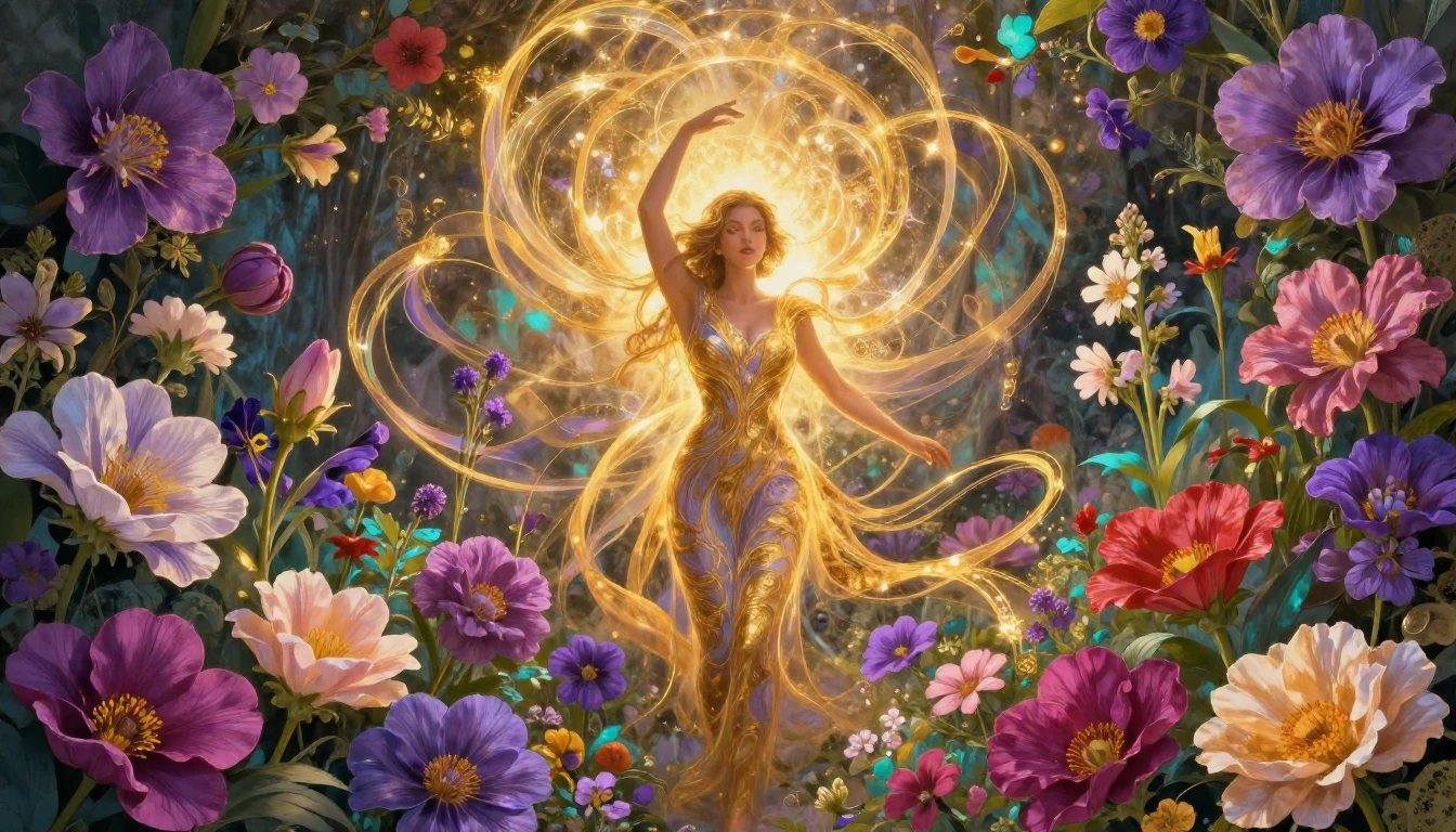 A vibrant and symbolic composition celebrating womanhood and...