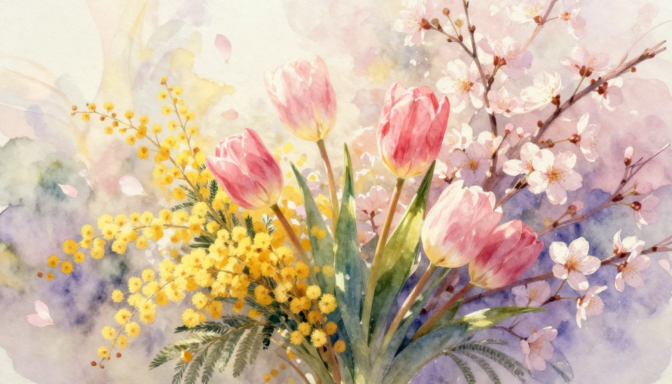 A breathtaking watercolor painting celebrating spring and fe...