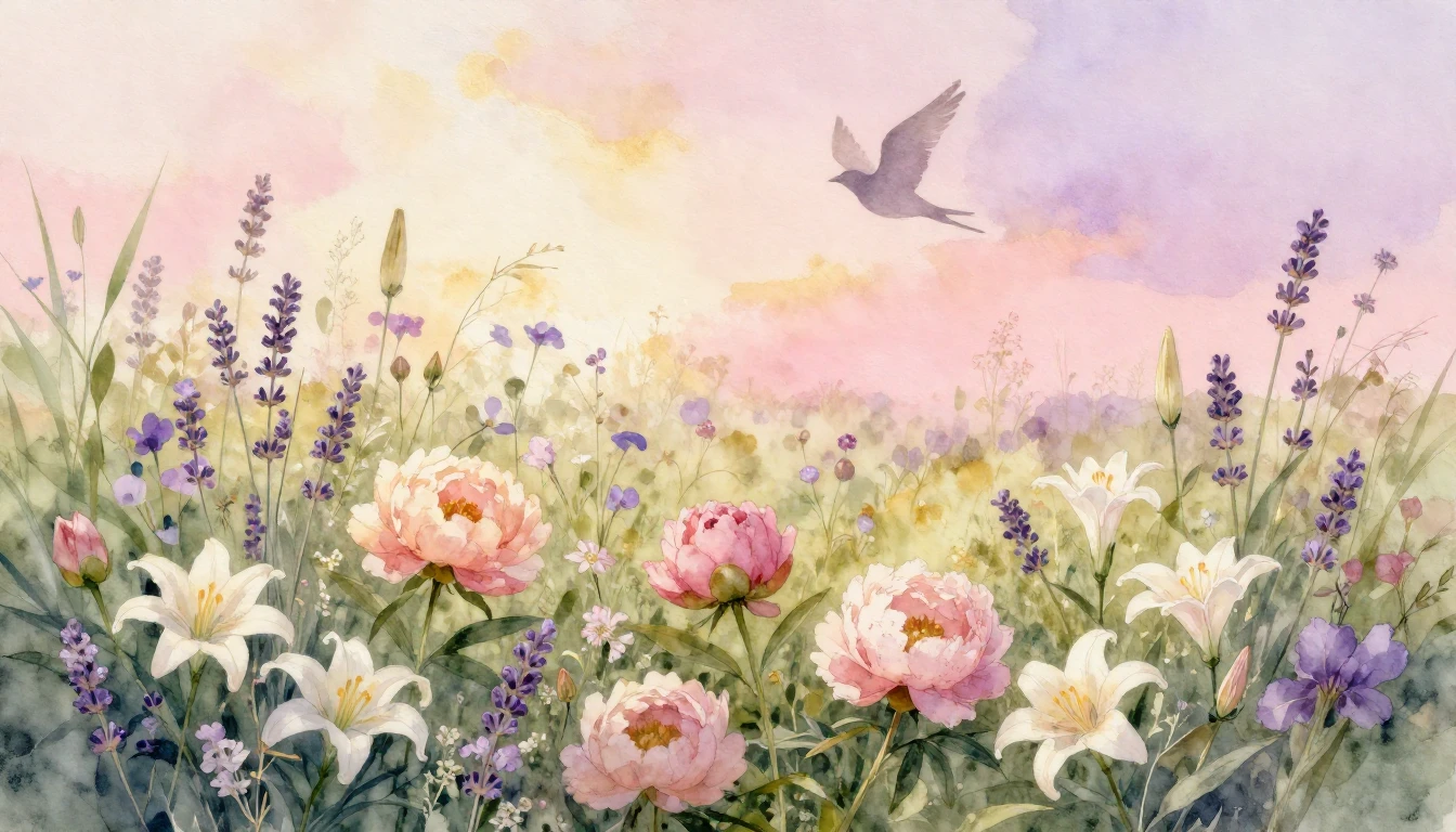 A delicate and ethereal watercolor painting representing gro...