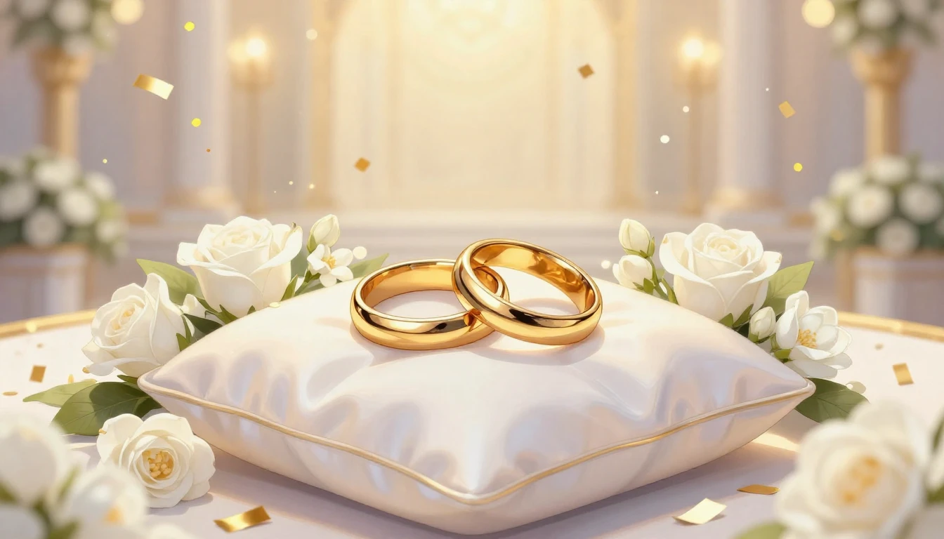 A beautiful, festive wedding illustration focusing on celebr...