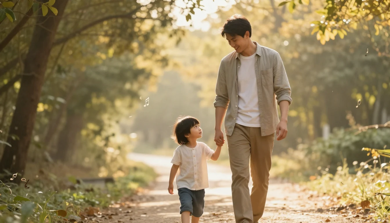 A heartwarming and emotional scene of a father and his young...