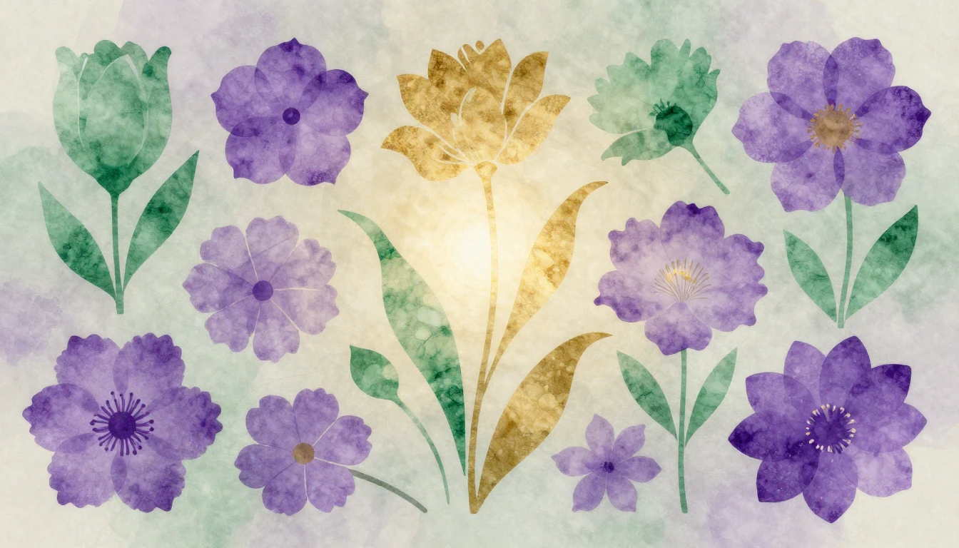 An artistic representation of diverse floral silhouettes blo...