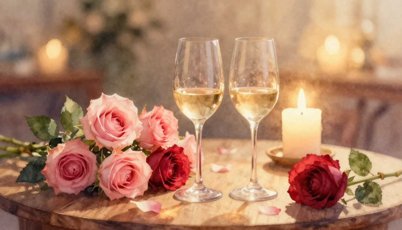 A soft and dreamy watercolor painting depicting a cozy, cand...