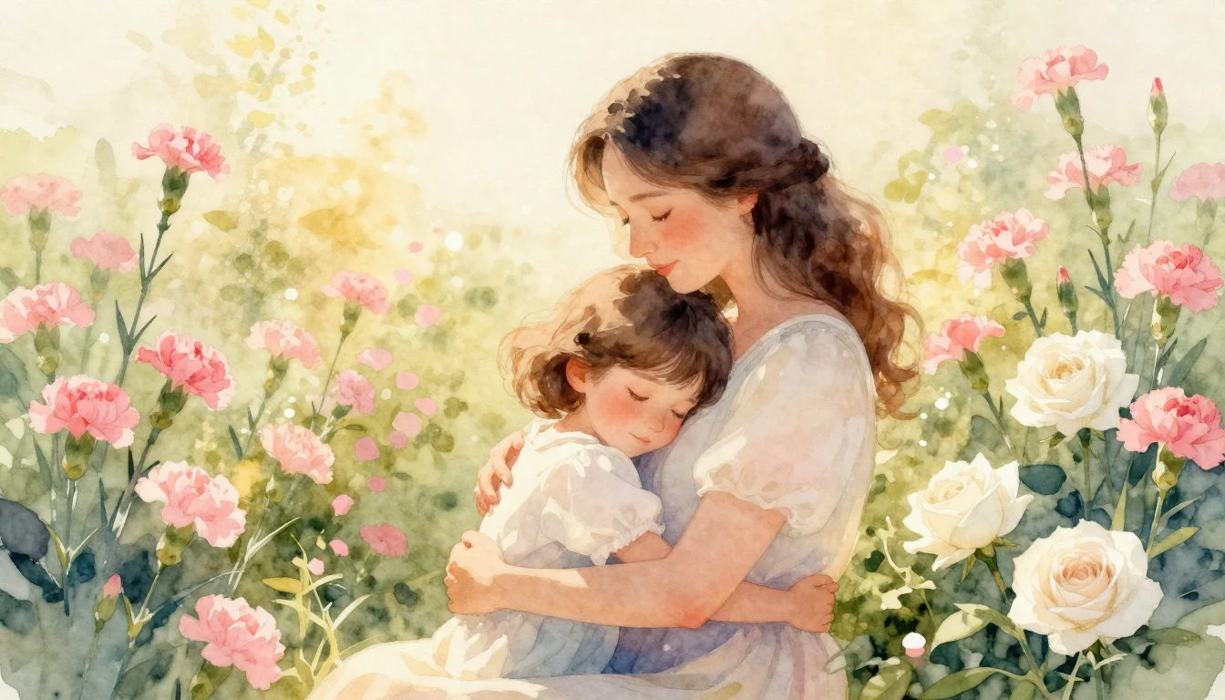 A heartwarming and gentle watercolor painting illustration s...