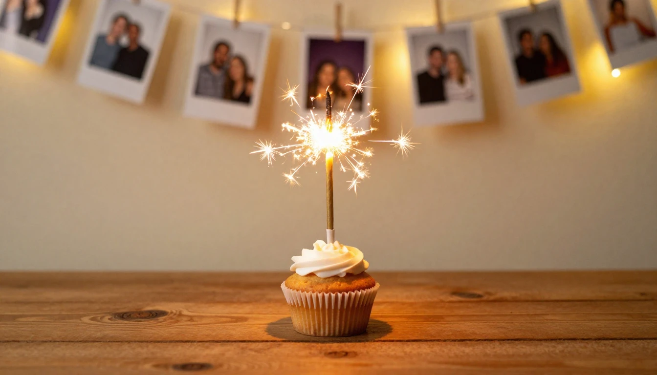 A warm and nostalgic scene featuring a rustic wooden table w...