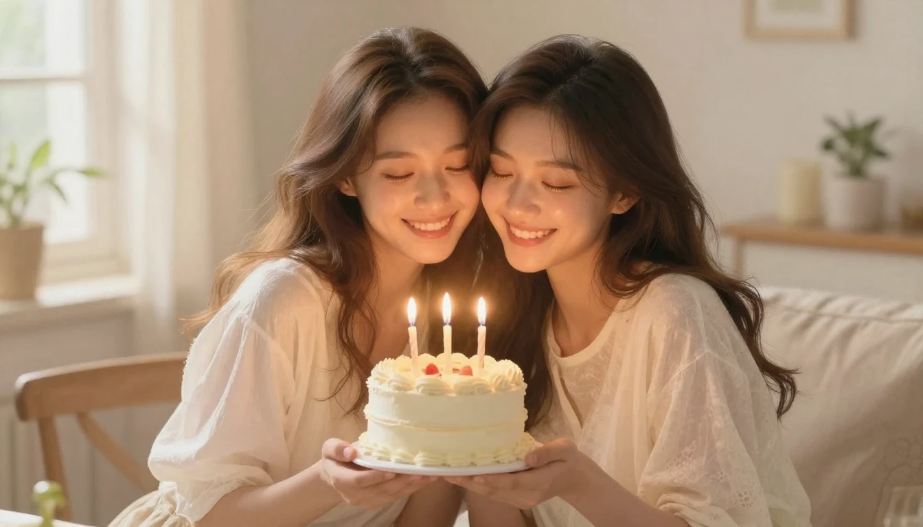 Two young female best friends hugging, smiling warmly, holdi...