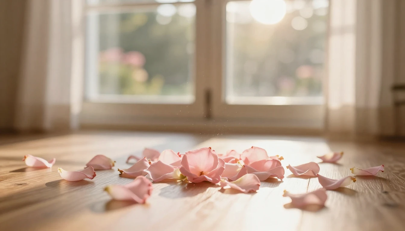A breathtakingly beautiful scene of a sunlit room during gol...