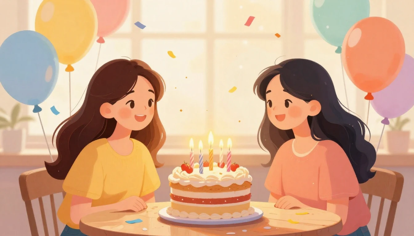 A vibrant and cheerful illustration symbolizing a birthday c...