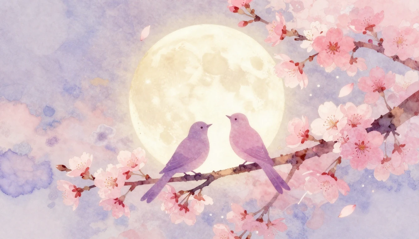 A soft and ethereal watercolor painting depicting two styliz...