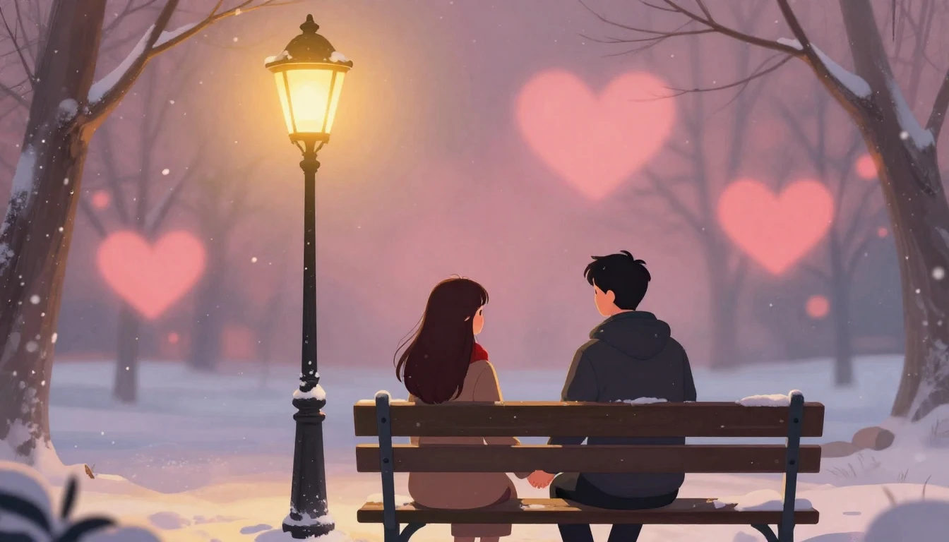 A romantic and dreamy illustration of a couple holding hands...