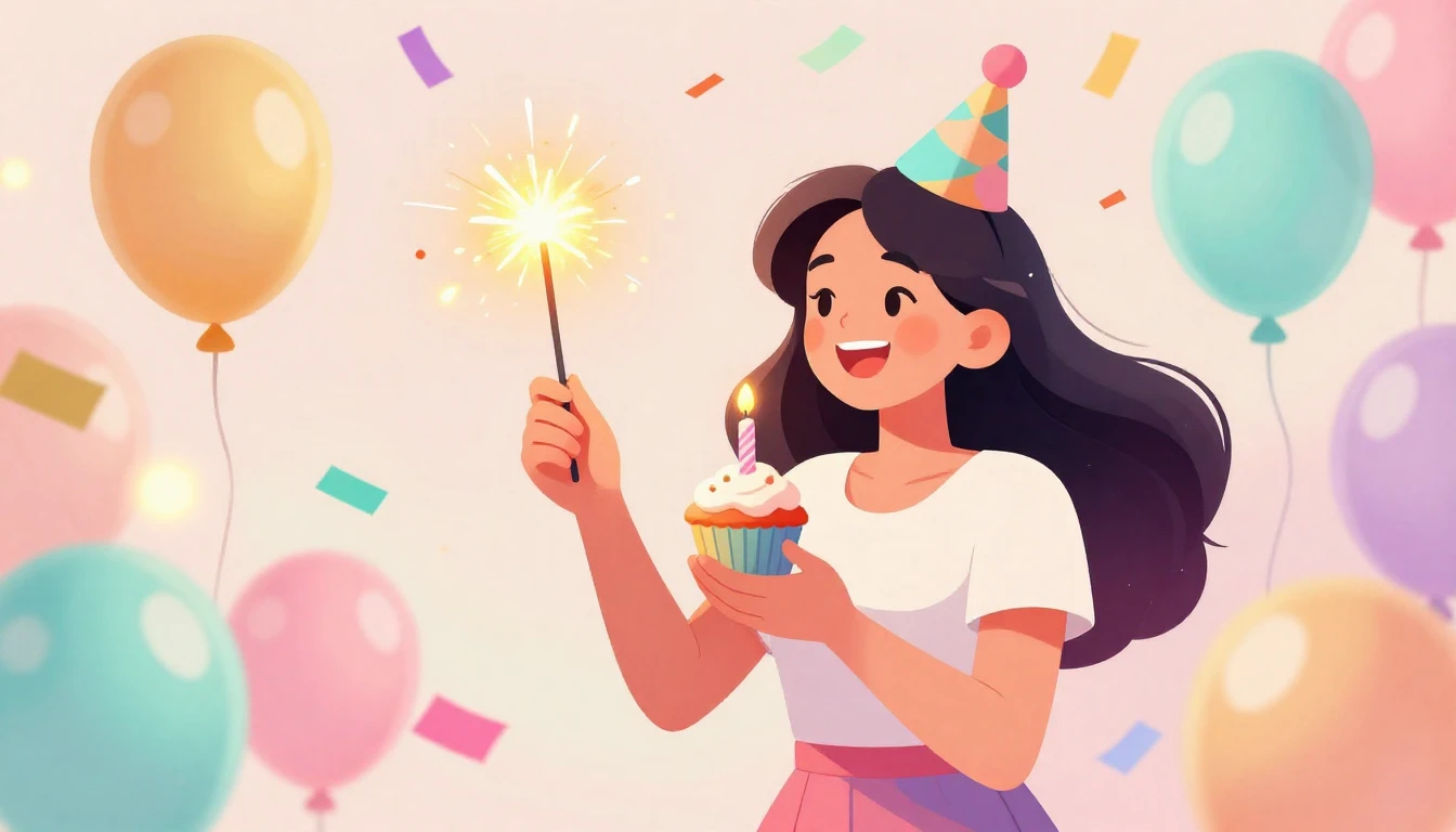 A vibrant and festive digital art illustration centered on a...