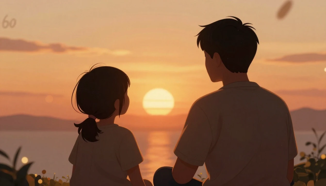 A heartwarming digital art illustration portraying a silhoue...