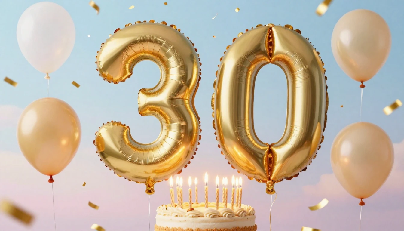 A festive and elegant birthday celebration scene, focusing o...