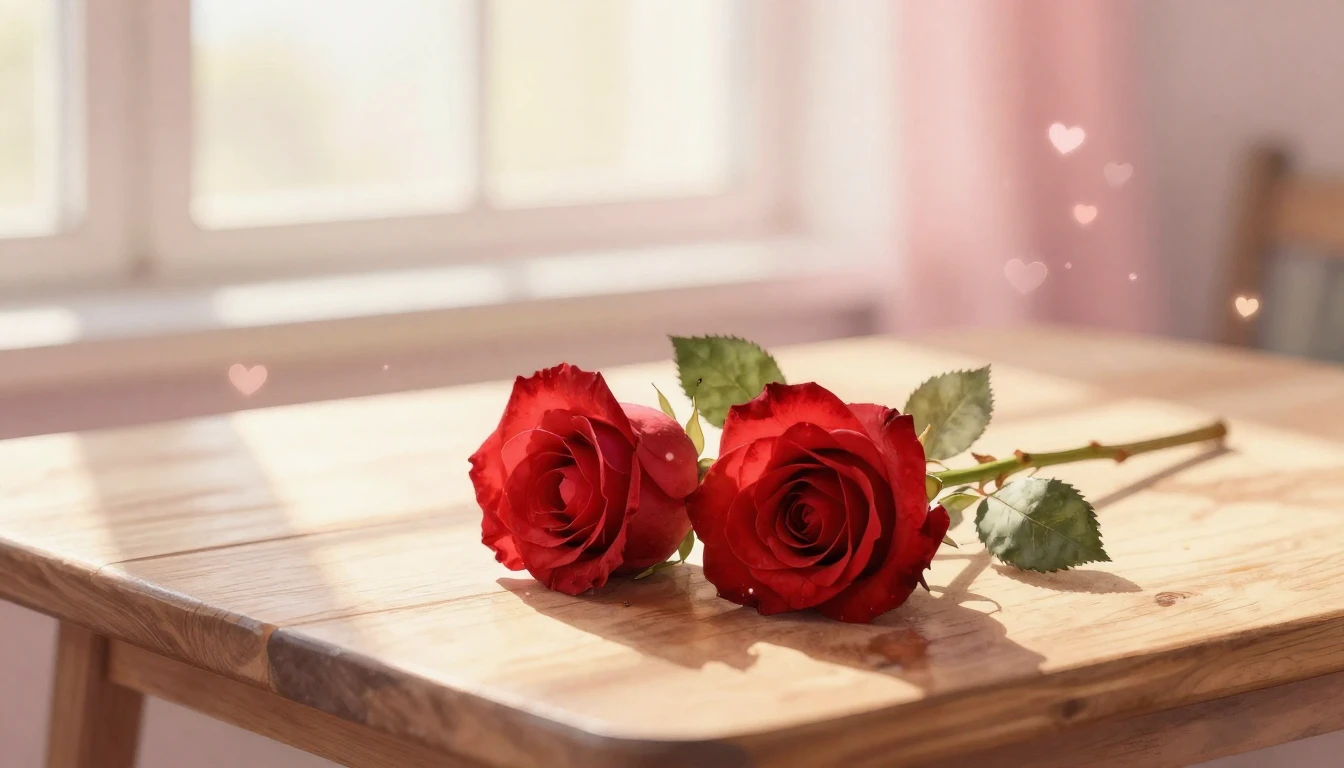 A beautiful watercolor painting of two delicate red roses in...