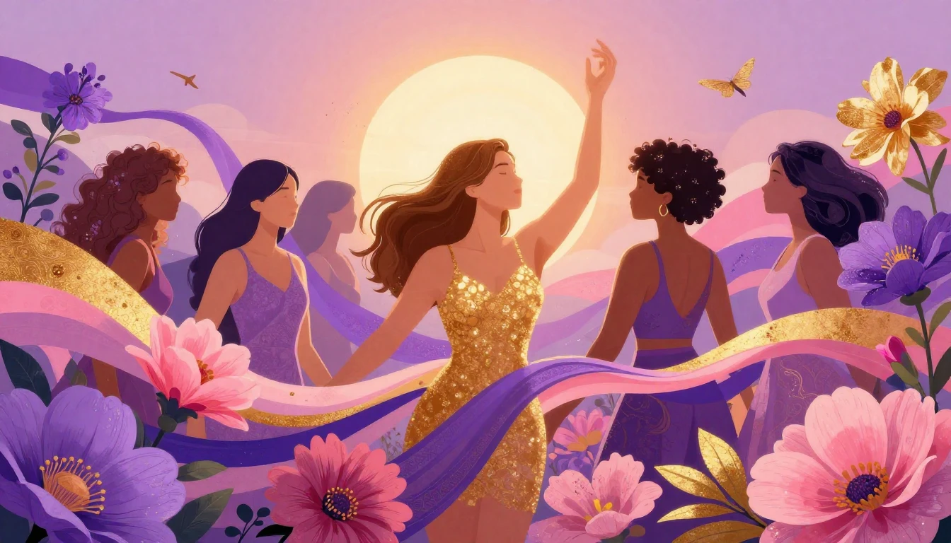 A vibrant and symbolic digital art piece celebrating feminin...