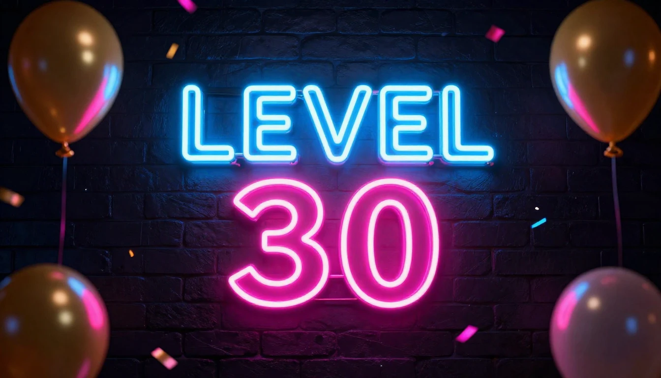 A vibrant, glowing neon sign centered in the frame reading "...