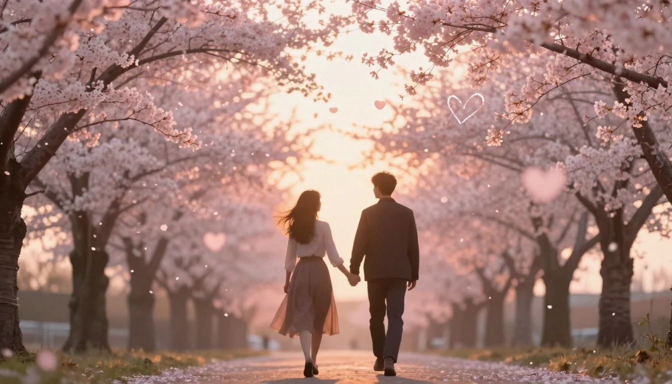 A romantic and dreamy composition featuring two silhouettes ...