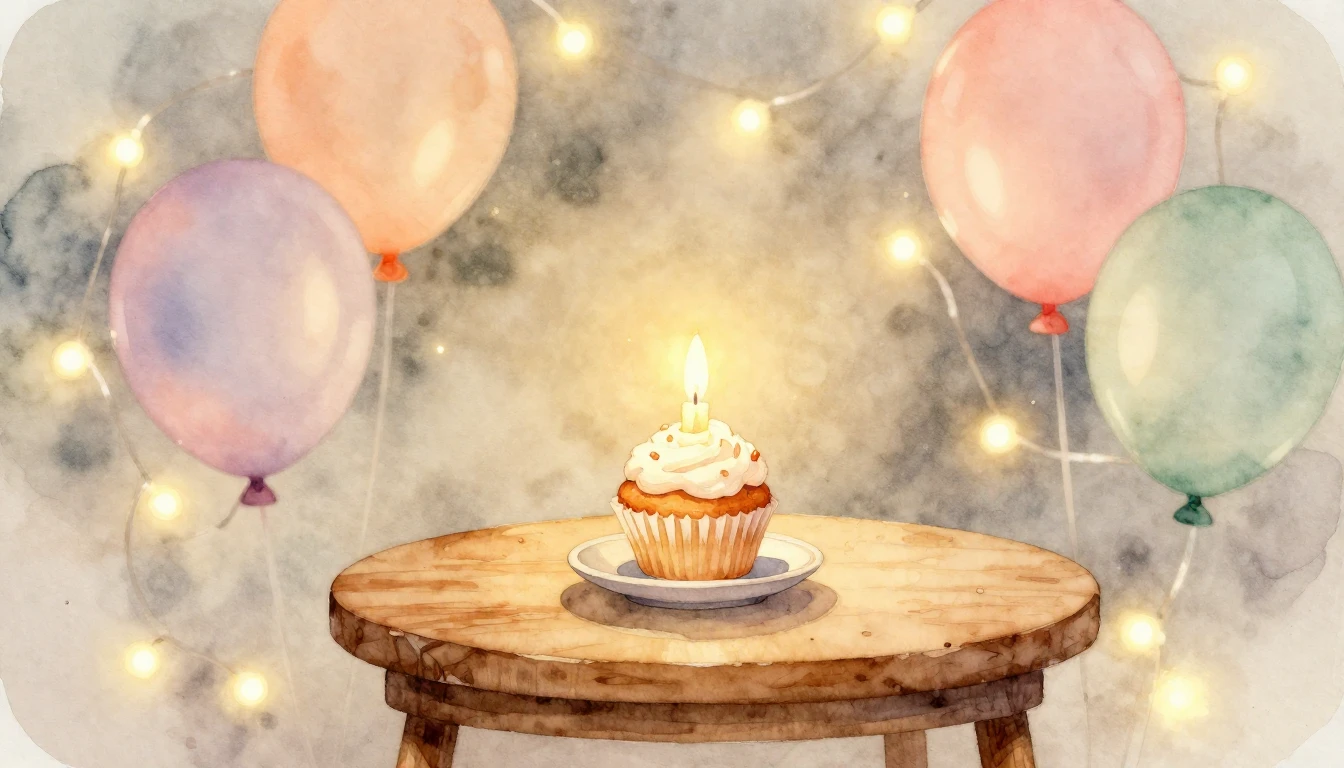 A soft watercolor painting of a cozy festive setting. A smal...