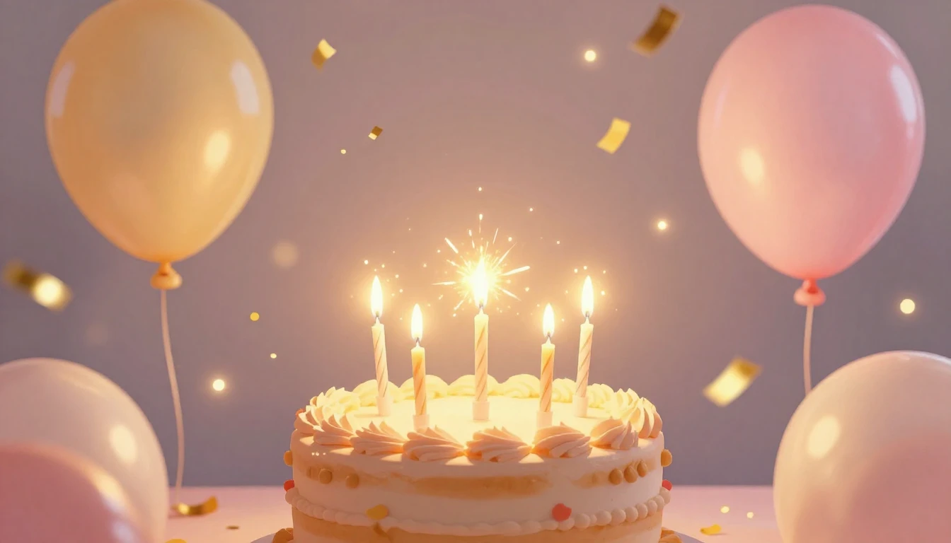 A festive and romantic birthday atmosphere, a beautifully de...