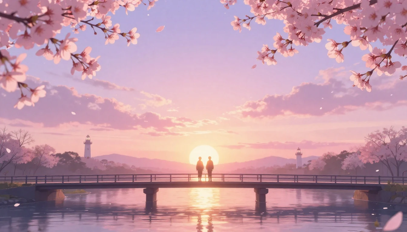 A breathtakingly beautiful scene of two glowing silhouettes ...