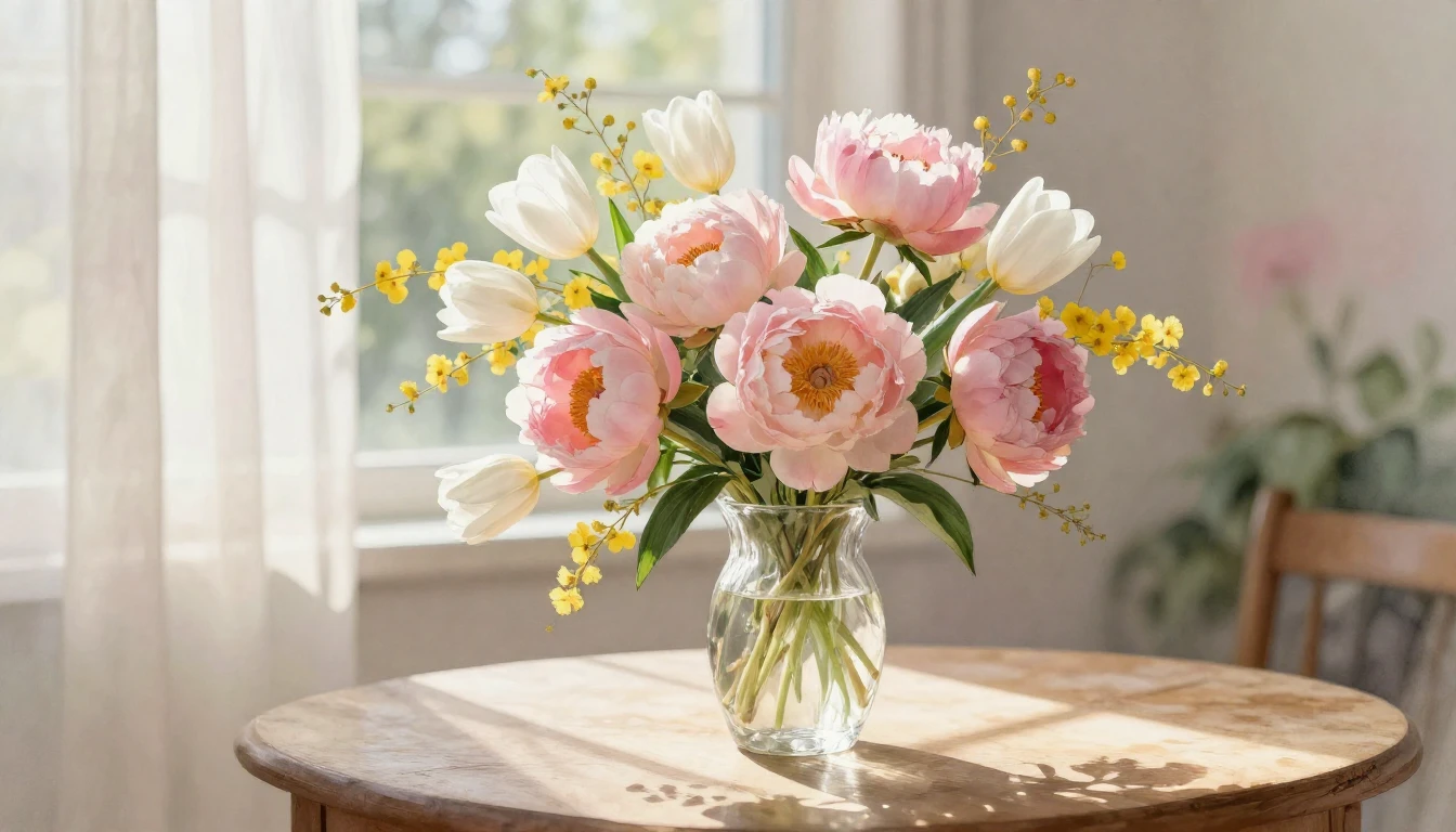 A delicate watercolor painting capturing the essence of spri...