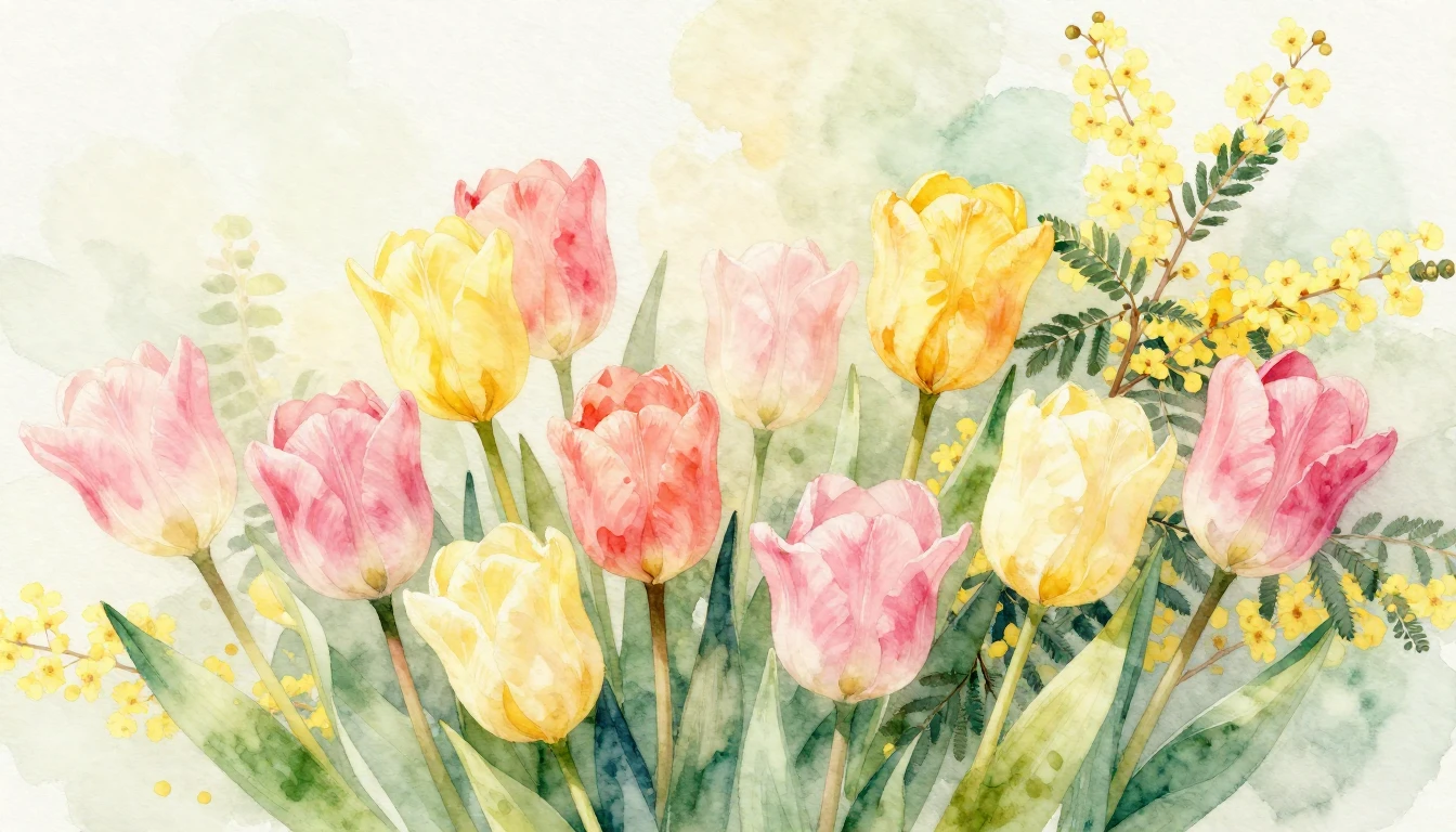 A beautiful watercolor painting of blooming spring flowers l...