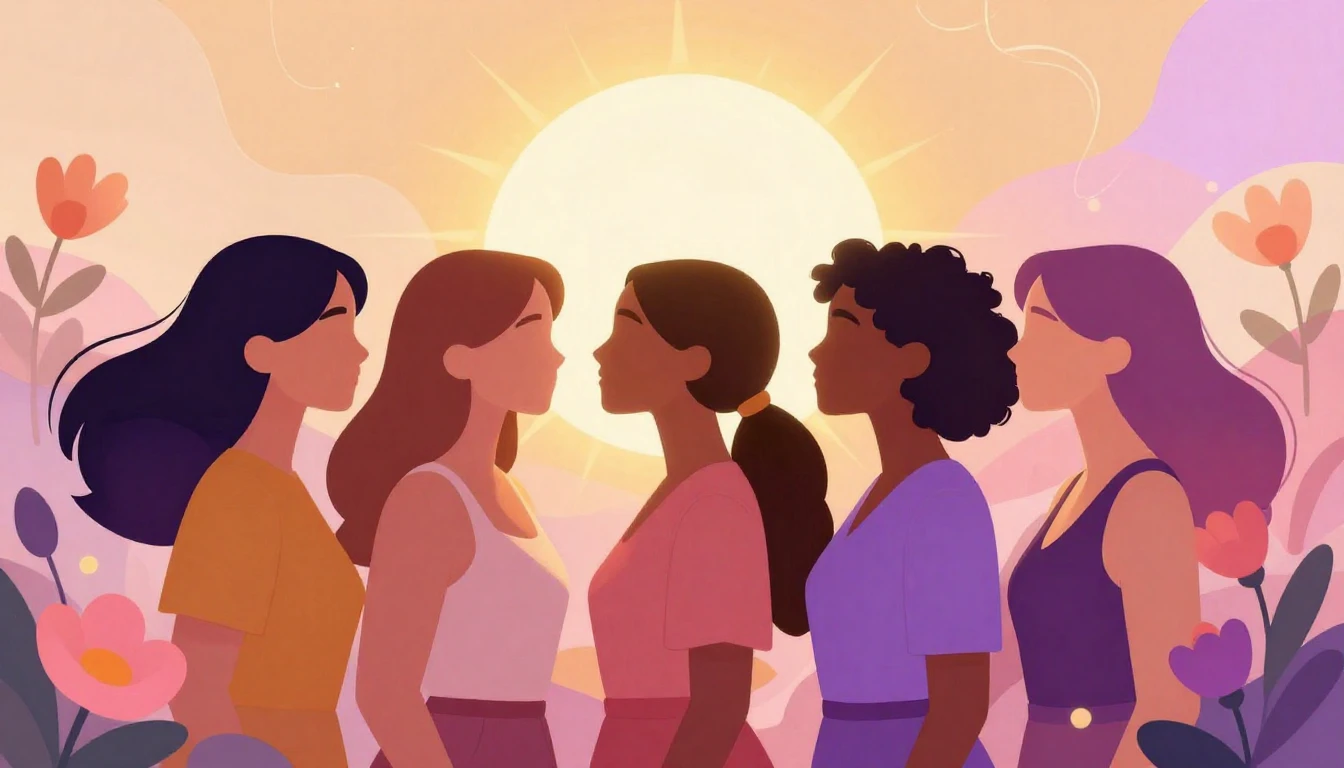 A vibrant and empowering illustration celebrating women, fea...