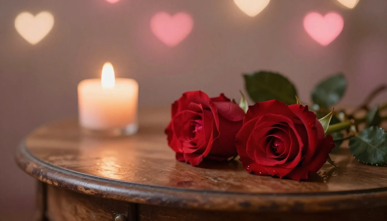A beautiful and soft scene featuring two delicate red roses ...