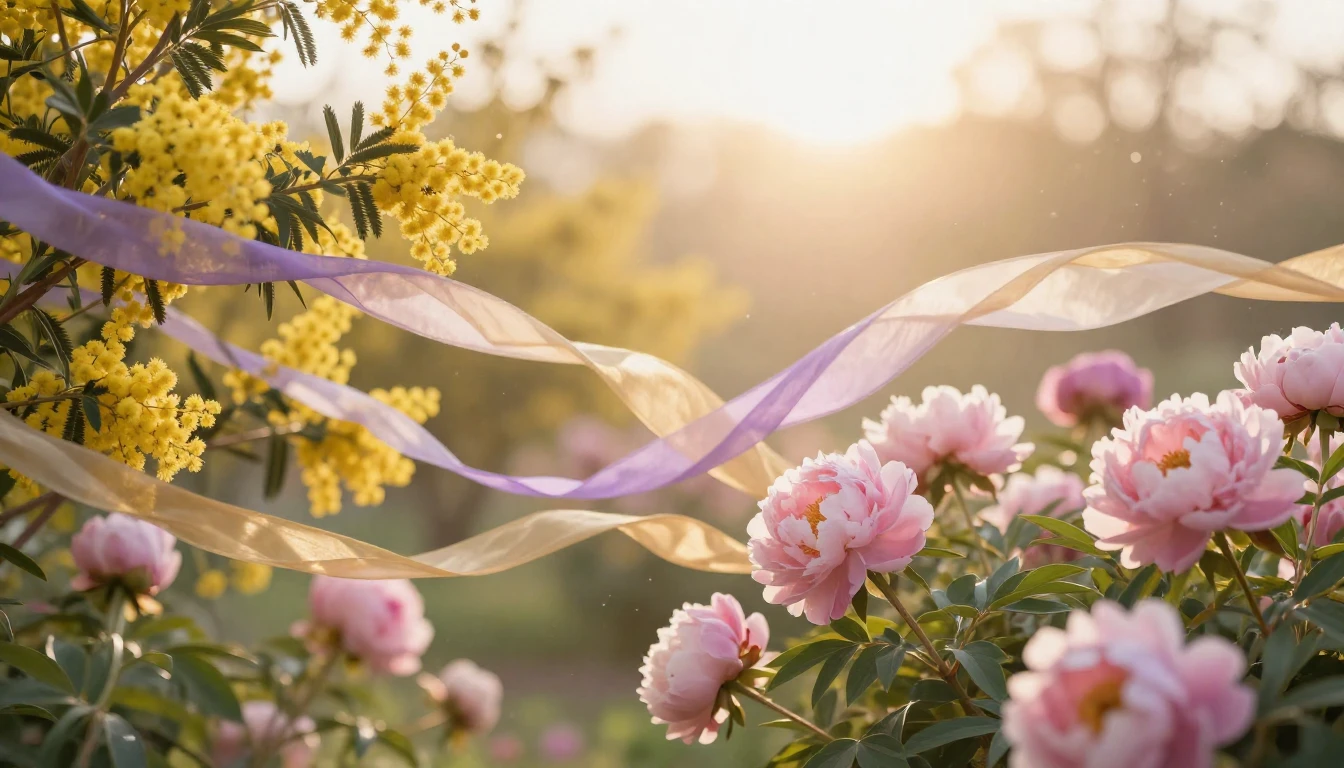 A breathtaking spring landscape filled with blooming mimosa ...
