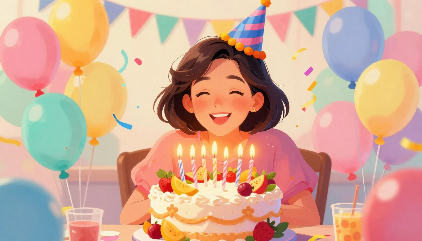 A vibrant and colorful illustration of a birthday party for ...