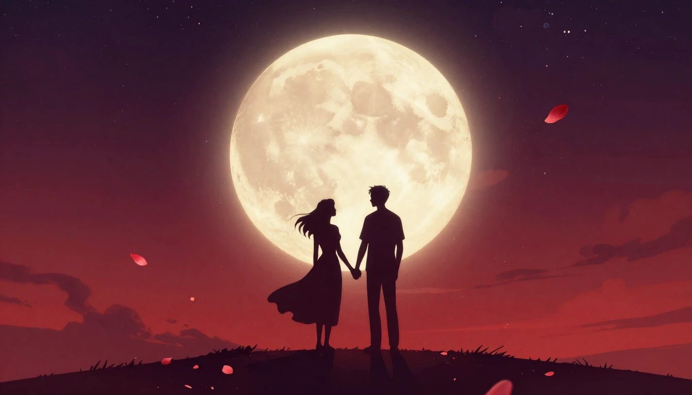 A romantic and dreamy illustration for a music album cover. ...