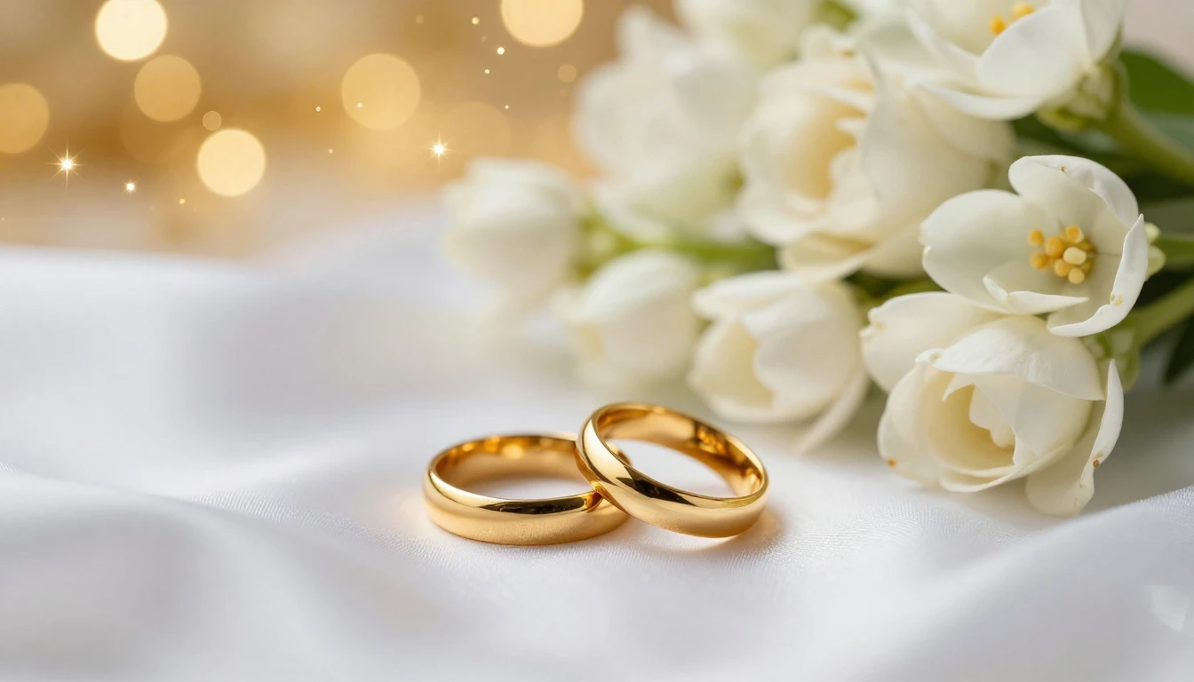 A close-up, elegant composition symbolizing a wedding celebr...