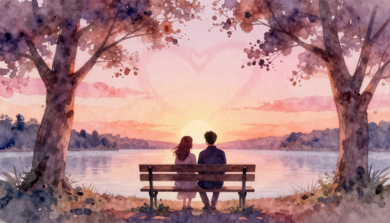 A romantic and dreamy watercolor painting illustrating the c...
