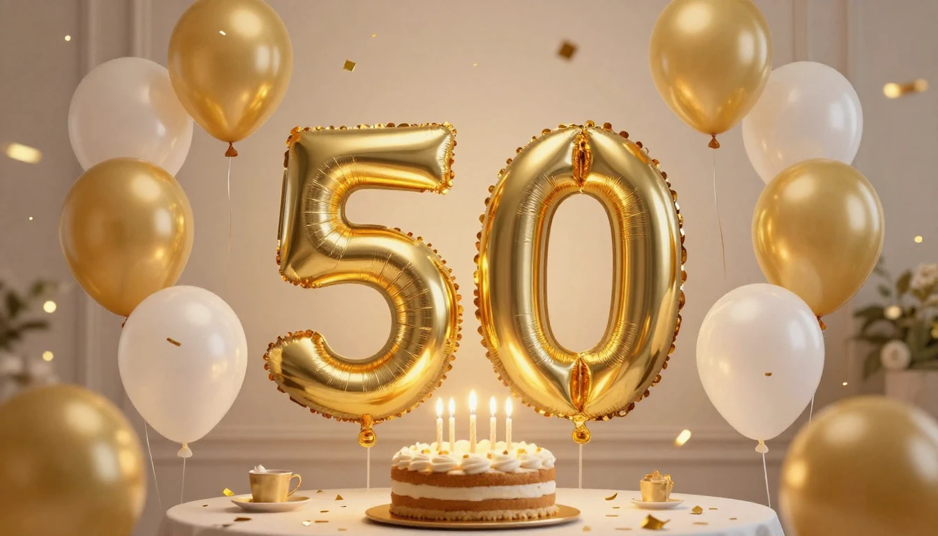 A festive and elegant birthday composition celebrating the n...