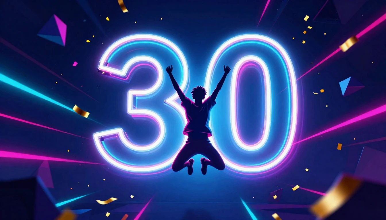 A vibrant and electric celebration scene centered around a l...