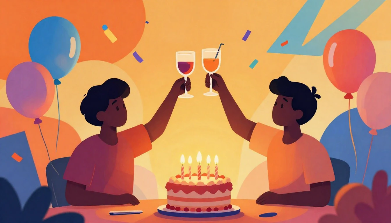 A vibrant and festive digital art illustration celebrating a...