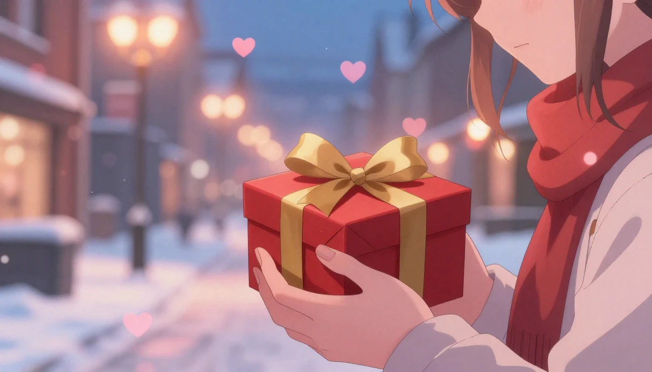 A romantic high-quality anime illustration for a Valentine's...